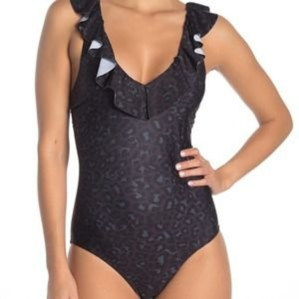 Free Press Nordstrom Black Leopard Bathing Suit XS